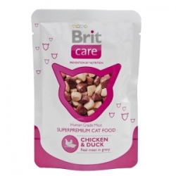 Brit Care Cat Pouches Chicken & Duck 80 гр х 24 шт / Брит для кошек курица с уткой 80 гр х 24 шт