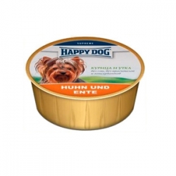 Happy Dog Chicken & Duck  125 гр х 16 шт / Хэппи Дог для собак с курицей и уткой 125 гр х 16 шт